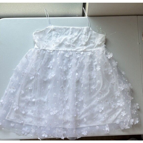 Alter’d State Aurora Floral Mesh Babydoll Mini Dress XL Spaghetti 3D Flower - Picture 2 of 8